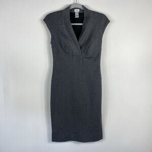 Cache Dress 2 Gray Sheath Cap Sleeve Ponte Career Party Event